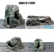 Bundle of 4 Grey Caves for aquariums